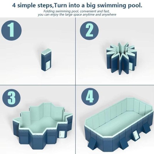 Piscina Plegable No Inflable 253 x 133 cm para Familias y Mascotas