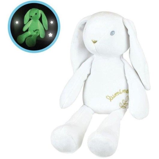 Peluche Jemini Luminou Conejo Luminoso Blanco 30 cm Tejido Fotoluminiscente