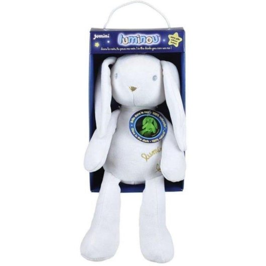Peluche Jemini Luminou Conejo Luminoso Blanco 30 cm Tejido Fotoluminiscente
