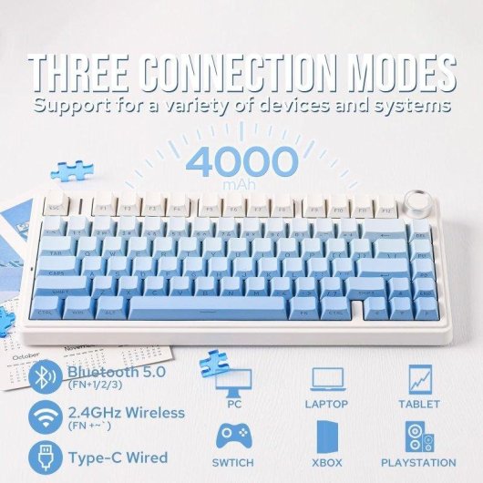 Teclado Autrucker Aula F75 mecánico inalámbrico compacto 75% RGB español