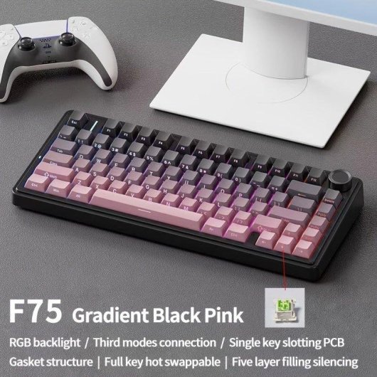 Tastiera Autrucker Aula F75 75% wireless RGB Hot-swappable con rotella