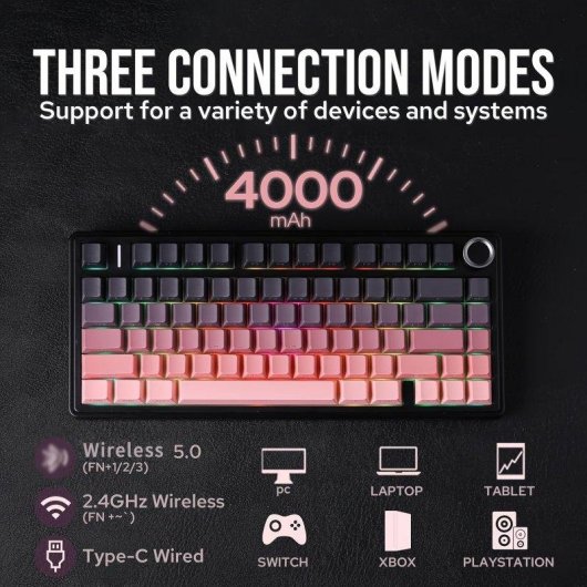 Tastiera Autrucker Aula F75 75% wireless RGB Hot-swappable con rotella