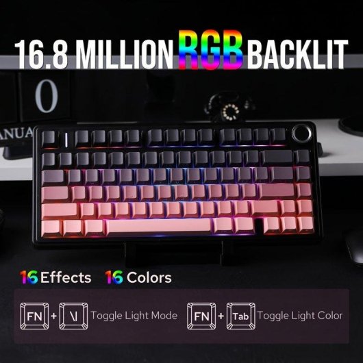 Tastiera Autrucker Aula F75 75% wireless RGB Hot-swappable con rotella