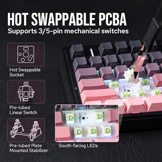 Tastiera Autrucker Aula F75 75% wireless RGB Hot-swappable con rotella
