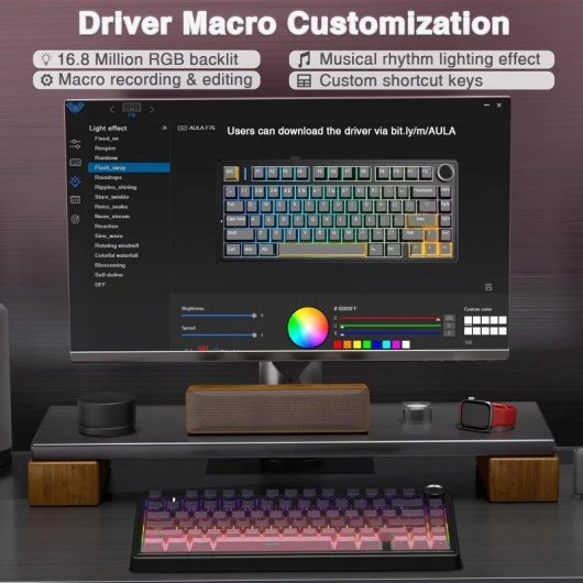 Tastiera Autrucker Aula F75 75% wireless RGB Hot-swappable con rotella