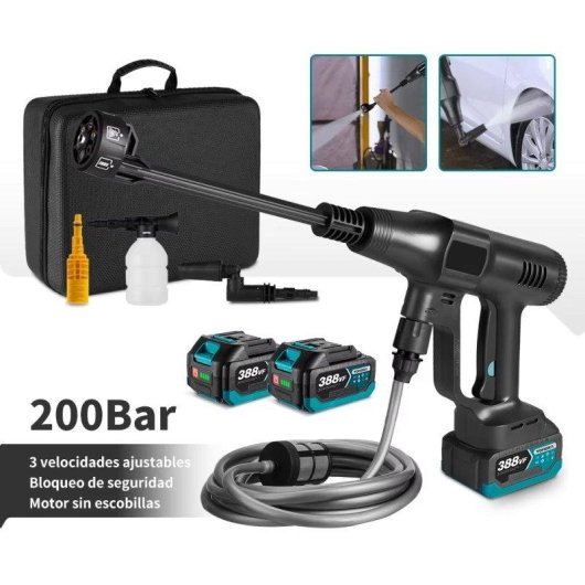 Hidrolimpiadora Autrucker 200 Bar 18V Sin Escobillas + 2 Baterías Kit Limpieza Exterior