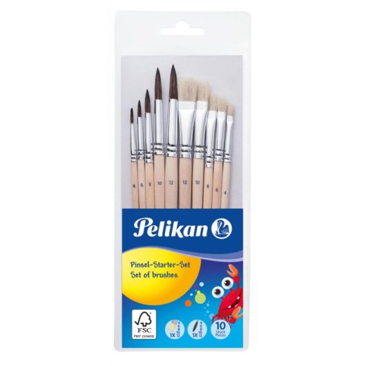 Set di 10 Pennelli Pelikan in Crine di Cavallo per Belle Arti