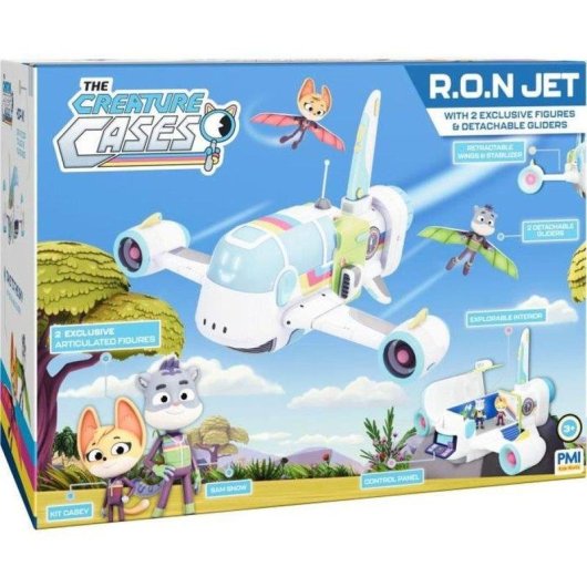 Playset Bandai R.O.N. Jet Enquêtes Sauvages con 2 figure articolate