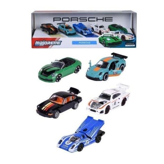 Pack Majorette 5 Macchinine Porsche Metallo 1/64 Porte Apribili