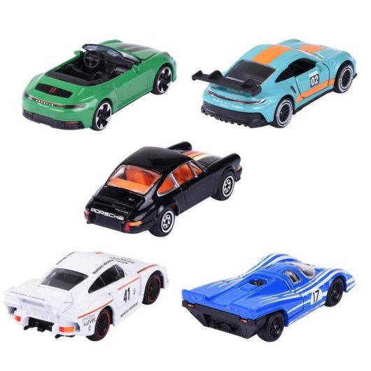 Pack Majorette 5 Macchinine Porsche Metallo 1/64 Porte Apribili