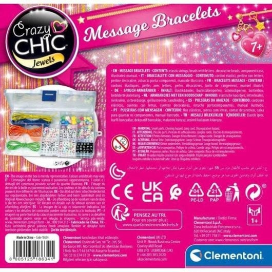 Kit Pulsera Messaggio Clementoni Crazy Chic Perle Cordone Elastico