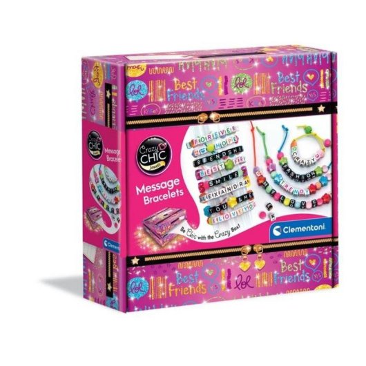 Kit Pulsera Messaggio Clementoni Crazy Chic Perle Cordone Elastico