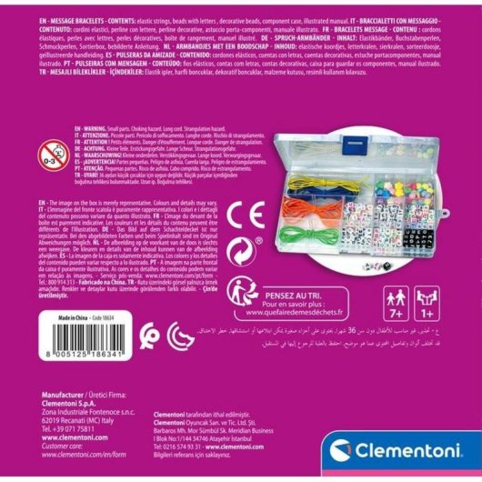 Kit Pulsera Messaggio Clementoni Crazy Chic Perle Cordone Elastico