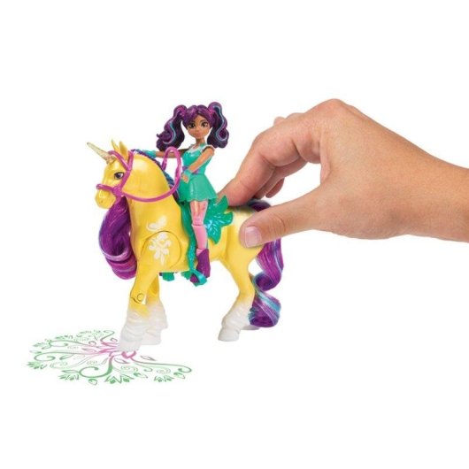 Spin Master Unicorn Academy Set Ava & Leaf - Einhorn mit Lichtprojektor und articulierter Puppe 12,7 cm