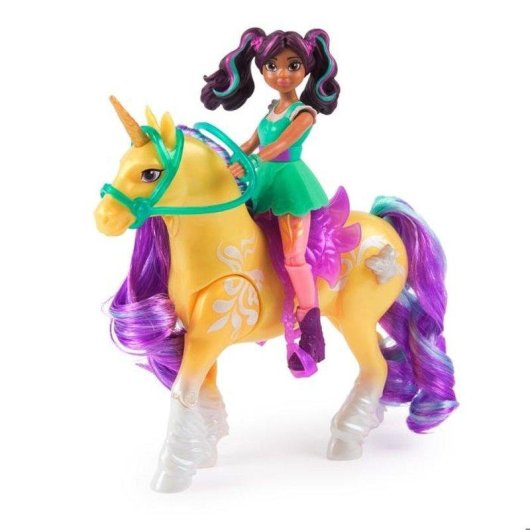 Spin Master Unicorn Academy Set Ava & Leaf - Einhorn mit Lichtprojektor und articulierter Puppe 12,7 cm