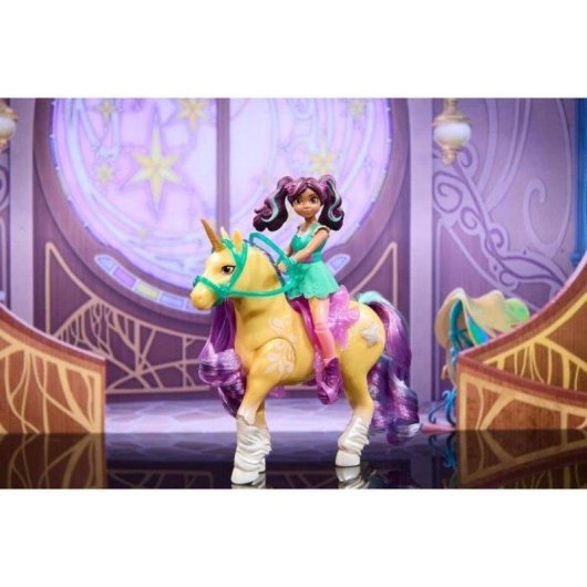 Spin Master Unicorn Academy Set Ava & Leaf - Einhorn mit Lichtprojektor und articulierter Puppe 12,7 cm