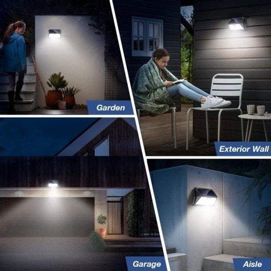 Luz Solar Exterior Autrucker 283 LEDs Sensor Movimiento IP65 Pared