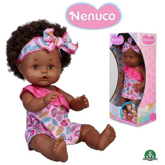 Bambola Interattiva Nenuco Afro Style 35 cm, Capelli Ricci Marroni