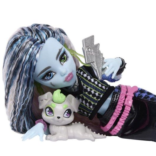 Boneca articulada Monster High Frankie Stein com Watzie e 7 acessórios