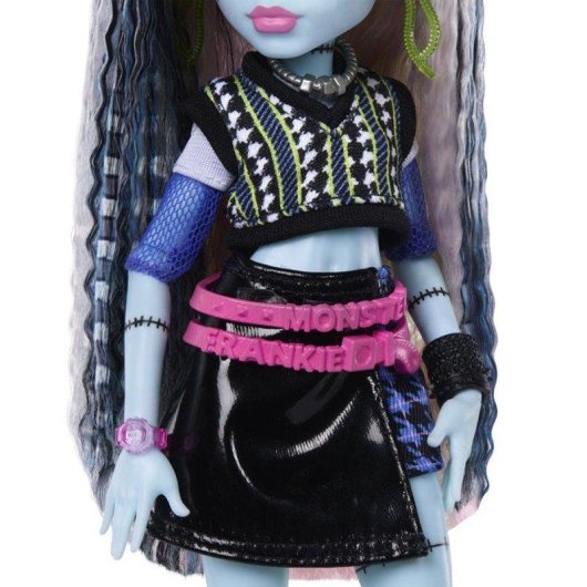 Boneca articulada Monster High Frankie Stein com Watzie e 7 acessórios