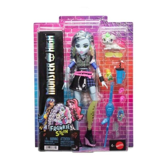 Boneca articulada Monster High Frankie Stein com Watzie e 7 acessórios