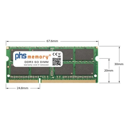Mémoire RAM PHS-memory SP164500 4 Go DDR3 1333 MHz 204-pin SO-DIMM 1,35 V
