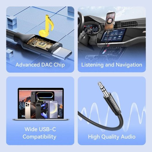 Cavo Audio USB-C a Jack 3,5 mm Vention BIF Nero 1m