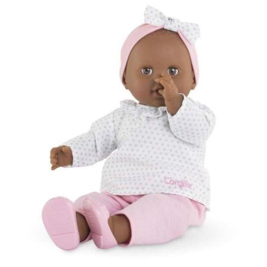 Bambola Corolle Mon Grand Poupon Lucie 36 cm Corpo Morbido Occhi Chiusi Marroni