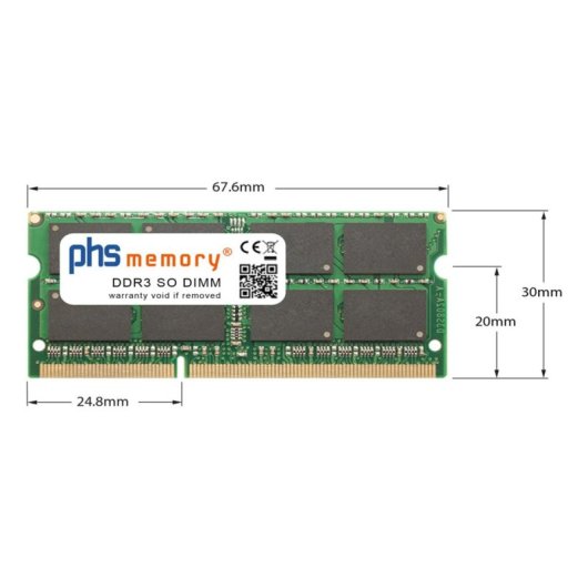Mémoire RAM PHS-memory SP155386 4 Go DDR3 1600 MHz 204-pin SO-DIMM 1,35 V