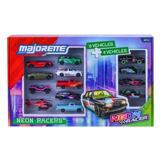 Set Majorette Neon Racer 13 Veicoli 1/64 Graffiti Neon