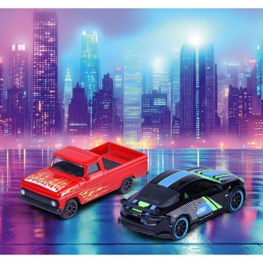 Set Majorette Neon Racer 13 Veicoli 1/64 Graffiti Neon