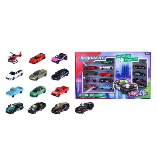 Set Majorette Neon Racer 13 Veicoli 1/64 Graffiti Neon