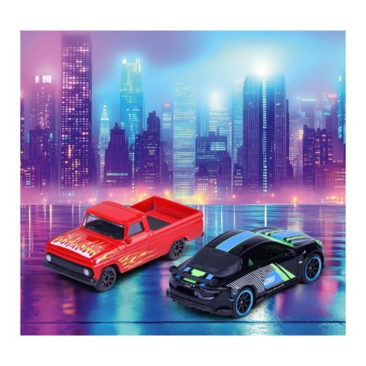 Set Majorette Neon Racer 13 Veicoli 1/64 Graffiti Neon