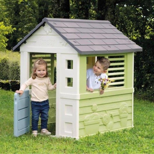 Caseta de juegos infantil Smoby Jolie Maison exterior plástico reciclado protección UV