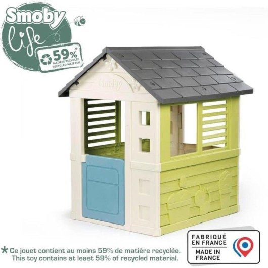 Caseta de juegos infantil Smoby Jolie Maison exterior plástico reciclado protección UV