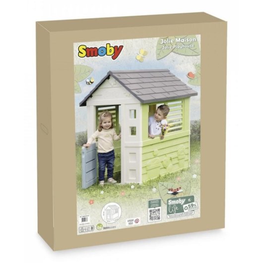 Caseta de juegos infantil Smoby Jolie Maison exterior plástico reciclado protección UV