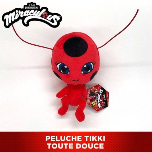 Peluche Bandai Tikki Miraculous 15cm Kwami Criação Olhos Azules Bordados