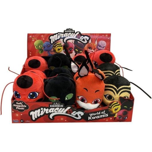 Peluche Bandai Tikki Miraculous 15cm Kwami Criação Olhos Azules Bordados