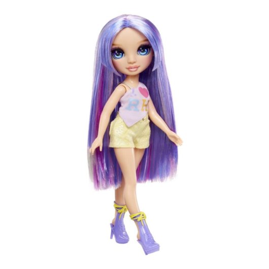 Violet Rainbow High Puppe 27 cm, langes violettes Haar, beweglich und komplett bekleidet
