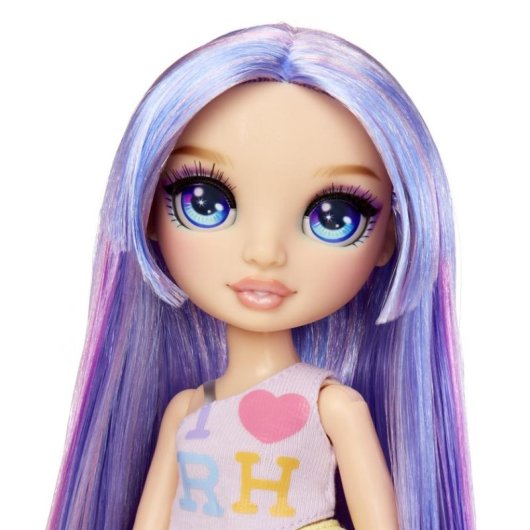 Violet Rainbow High Puppe 27 cm, langes violettes Haar, beweglich und komplett bekleidet