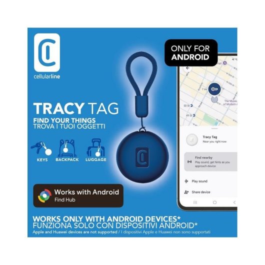 Localisateur GPS Bluetooth Cellularline TRACY TAG pour Android