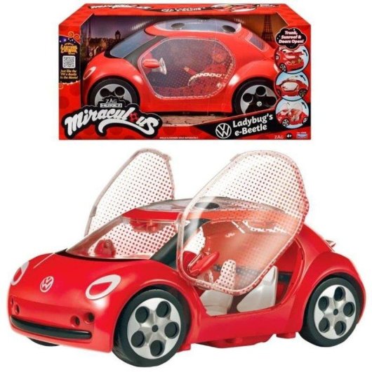 Auto Giocattolo Bandai Miraculous VW E-Beetle Cabriolet 2 Posti Rossa e Nera