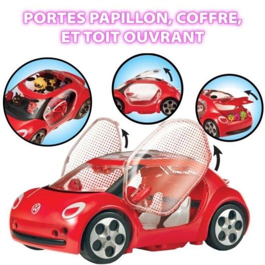 Auto Giocattolo Bandai Miraculous VW E-Beetle Cabriolet 2 Posti Rossa e Nera