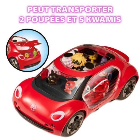 Auto Giocattolo Bandai Miraculous VW E-Beetle Cabriolet 2 Posti Rossa e Nera