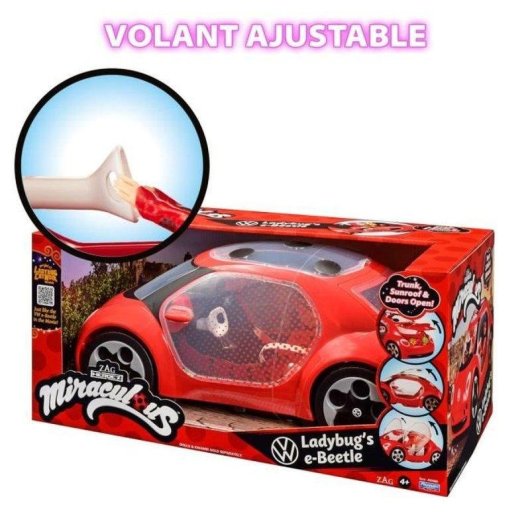 Auto Giocattolo Bandai Miraculous VW E-Beetle Cabriolet 2 Posti Rossa e Nera