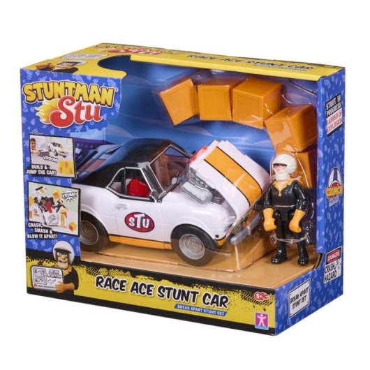 Bandai Stuntman Stu Crash Racing Car COSS8200 Spielset mit artikulierter Figur