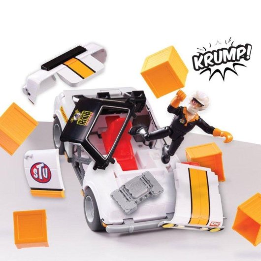 Bandai Stuntman Stu Crash Racing Car COSS8200 Spielset mit artikulierter Figur