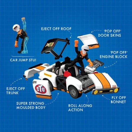 Bandai Stuntman Stu Crash Racing Car COSS8200 Spielset mit artikulierter Figur