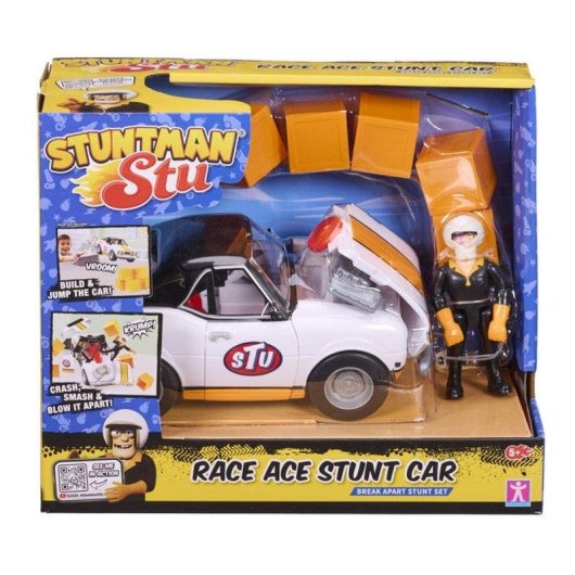 Bandai Stuntman Stu Crash Racing Car COSS8200 Spielset mit artikulierter Figur
