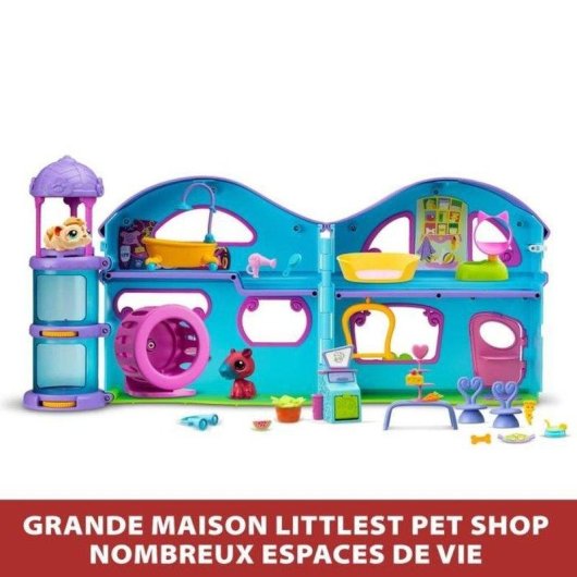 Bandai Littlest Pet Shop Großes Haus Spielset 3 Figuren 20+ Zubehörteile